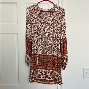 Pink Lily Brown and Cream Floral Dress